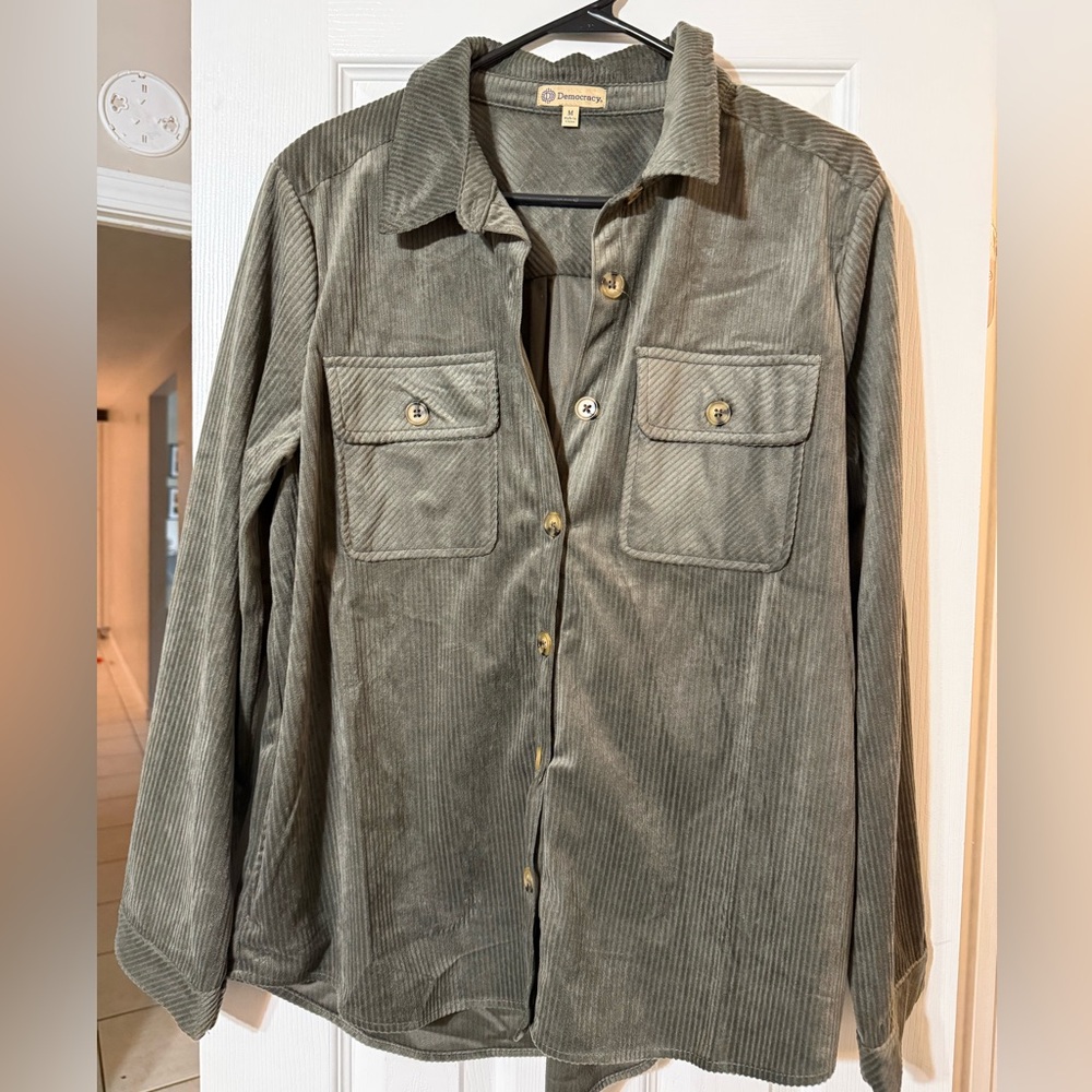 Democracy Olive Corduroy Shirt